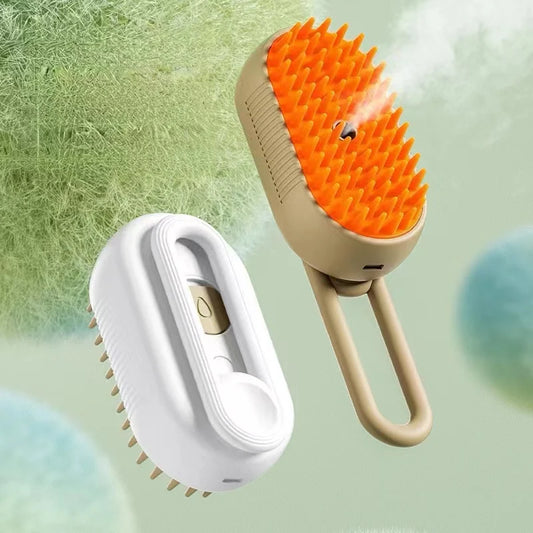 Brosse électrique 3-en-1 pour chiens et chats – vapeur, massage et élimination des poils volants